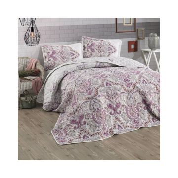 Cuvertura De Pat Clasy-Matlasata Paliza V2, 240x260 cm, 2 fete perna, bumbac, multicolor, reversibil