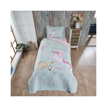 Cuvertura De Pat Clasy-Matlasata Pegasus, 180x240 cm, 1 fata perna, bumbac, multicolor, reversibil