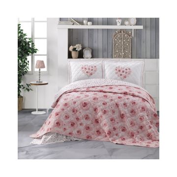 Cuvertura De Pat Clasy-Matlasata Romans, 240x260 cm, 2 fete perna, bumbac, multicolor, reversibil