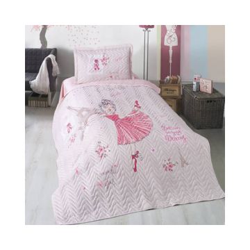 Cuvertura De Pat Clasy-Matlasata Romantic Girl, 180x240 cm, 1 fata perna, bumbac, multicolor, reversibil