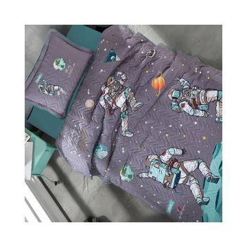 Cuvertura De Pat Clasy-Matlasata Space, 180x240 cm, 1 fata perna, bumbac, multicolor, reversibil