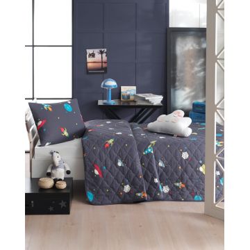 Cuvertura Single 155x200 cm, L'essentiel Maison, Uzay, Albastru inchis