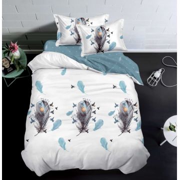 Lenjerie 1 Persoana cu elastic 140x200 Light Feathers (Finet)