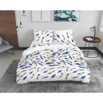 Lenjerie De Pat Bedora Feathers, pentru 2 persoane, 4 piese, bumbac, multicolor