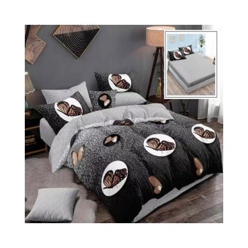 Lenjerie De Pat Butterfly Finet, textil 70% BBC, 6 piese, pentru 2 persoane, multicolor