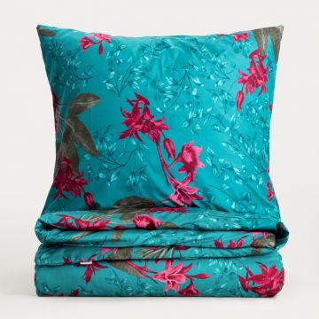 Lenjerie de pat dubla Florelle, Homla, 160x200 cm, 3 piese, microfibra din poliester, multicolor