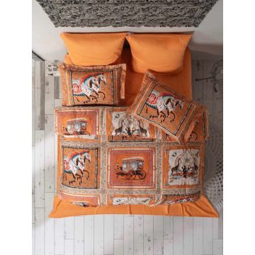 Lenjerie de pat dubla, L'essentiel Maison, Hermes, Portocaliu