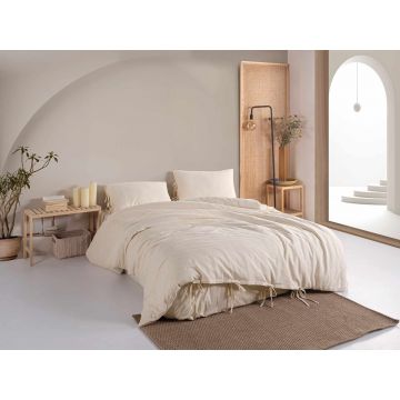 Lenjerie de pat dubla, L'essentiel Maison, Lilyum, Cremă
