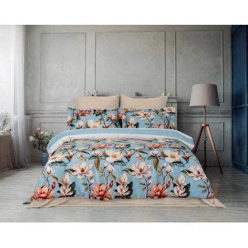 Lenjerie de pat dubla, L'essentiel Maison, Manolya, Albastru