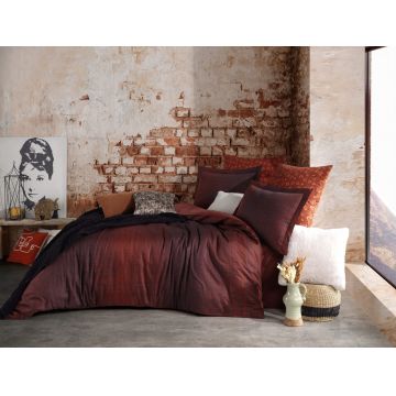Lenjerie de pat dubla, L'essentiel Maison, Tamir, Rosu claret