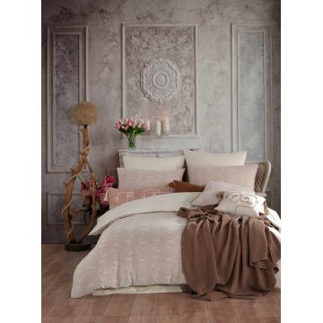Lenjerie de pat dubla, L'essentiel Maison, Wrap Coffie, Crem
