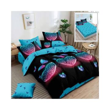 Lenjerie De Pat Heart Finet, textil 70% BBC, 6 piese, pentru 2 persoane, multicolor