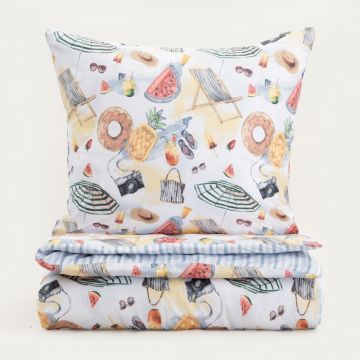 Lenjerie de pat King Size, Playa, Homla, 200x220 cm, 3 piese, microfibra din poliester, multicolor