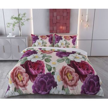 Lenjerie de pat pentru o persoana (DE), 2 piese, L'essentiel Maison, Serra, Bumbac;Poliester, Mov / Roșu / Verde / Roz deschis