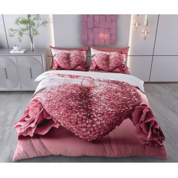 Lenjerie de pat pentru o persoana (FR), 2 piese, L'essentiel Maison, Dream, Bumbac;Poliester, Trandafir praf / Alb