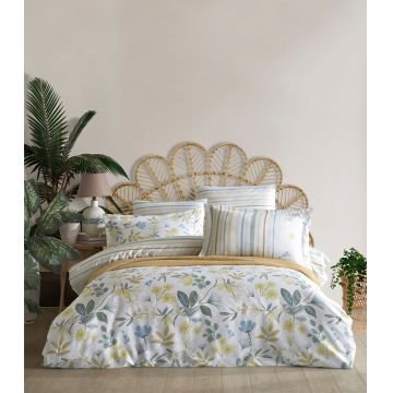 Lenjerie de pat pentru o persoana, L'essentiel Maison, Hope, White / Green / Yellow