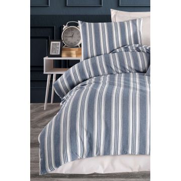 Lenjerie de pat pentru o persoana, L'essentiel Maison, Soft Line, Albastru navy