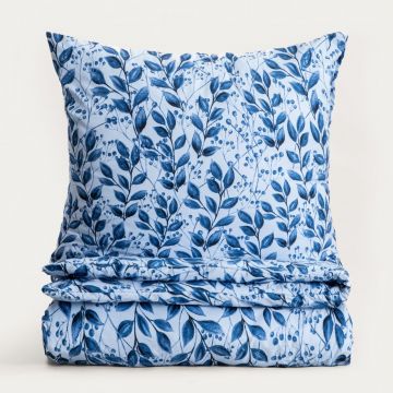 Lenjerie de pat pentru o persoana Luna, Homla, 140x200 cm, 2 piese, microfibra din poliester, albastru