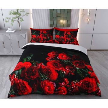 Lenjerie de pat pentru o persoana Single XXL (DE), 2 piese, L'essentiel Maison, Alena, Bumbac;Poliester, Roșu/Negru