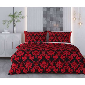 Lenjerie de pat pentru o persoana Single XXL (DE), 2 piese, L'essentiel Maison, Benissa, Bumbac;Poliester, Roșu/Negru