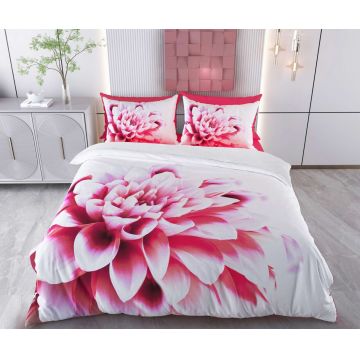 Lenjerie de pat pentru o persoana Single XXL (DE), 2 piese, L'essentiel Maison, Ganiza, Bumbac;Poliester, Roz/Alb