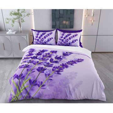 Lenjerie de pat pentru o persoana Single XXL (DE), 2 piese, L'essentiel Maison, Lamia, Bumbac;Poliester, Mov / Liliac / Alb