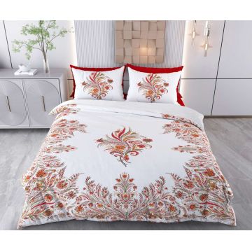 Lenjerie de pat pentru o persoana Single XXL (DE), 2 piese, L'essentiel Maison, Marif, Bumbac;Poliester, Alb / Roșu / Portocaliu / Verde