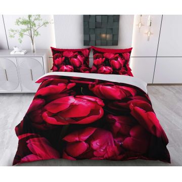 Lenjerie de pat pentru o persoana Single XXL (DE), 2 piese, L'essentiel Maison, Pigane, Bumbac;Poliester, Roșu/Negru