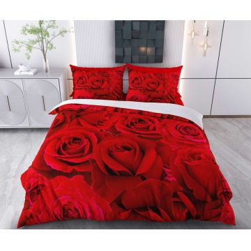 Lenjerie de pat pentru o persoana Single XXL (DE), 2 piese, L'essentiel Maison, Rabella, Bumbac;Poliester, Rosu