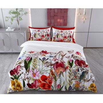 Lenjerie de pat pentru o persoana Single XXL (DE), 2 piese, L'essentiel Maison, Samira, Bumbac;Poliester, Alb / Maro / Roșu / Verde / Roz