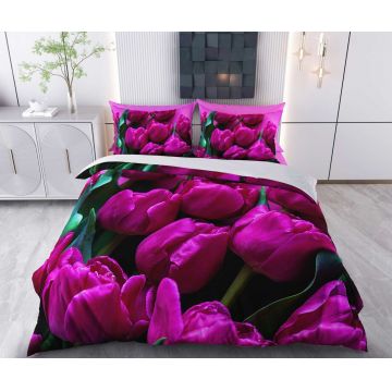 Lenjerie de pat pentru o persoana Single XXL (DE), 2 piese, L'essentiel Maison, Seren, Bumbac;Poliester, Mov/Verde