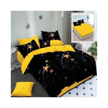 Lenjerie De Pat Stars Finet, textil 70% BBC, 6 piese, pentru 2 persoane, multicolor