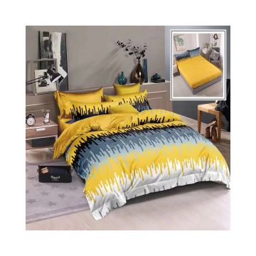 Lenjerie De Pat Yellow Finet, textil 70% BBC, 6 piese, pentru 2 persoane, multicolor