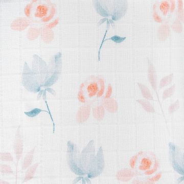 Paturica mutifunctionala Bocioland Bellflowers 120x120 cm ,tesatura din fibre de bambus super absorbant, suprafata catifelata, utilizare caruciorpatutscaun auto,material respirabil, certificat OEKO-TEX