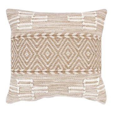 Perna Mitto, Pako World, Iuta-Bumbac, Bej-Alb, 45x45 cm