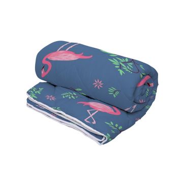 Pilota Alcam Flamingo 220x200 cm, 2 persoane, 4 anotimpuri, fibra siliconica, husa microfibra, cu model