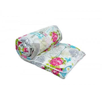 Pilota Alcam Rose 180x200 cm, 2 persoane, 4 anotimpuri, fibra siliconica, husa microfibra, cu model