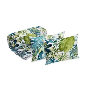 Set Alcam Jungle, pilota 180x200 cm, 2 perne 50x70 cm, fibra siliconica, husa microfibra, cu model