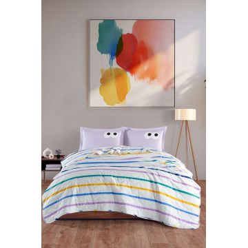 Set cuvertura de pat dubla 3 piese, L'essentiel Maison, Funny, Lila