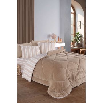 Set cuvertura dubla si perne, L'essentiel Maison, Soft Line, Bej