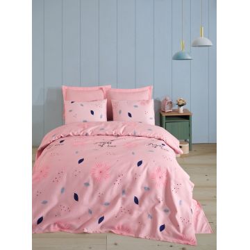 Set cuvertura pique dubla 3 piese, L'essentiel Maison, FlowerofLove, Bumbac, Roz pudra
