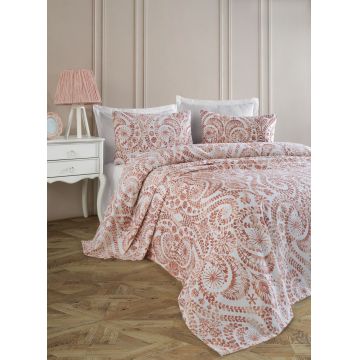 Set cuvertura pique dubla, L'essentiel Maison, Loop, Bumbac, Caramiziu