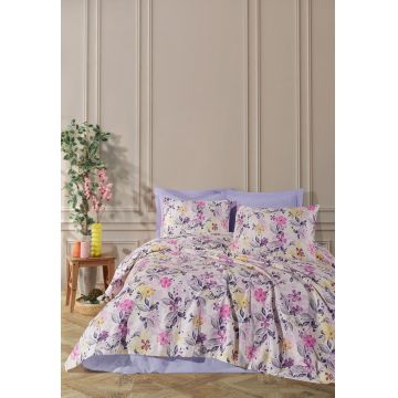 Set cuvertura pique dubla, L'essentiel Maison, Luna, Bumbac, Lila