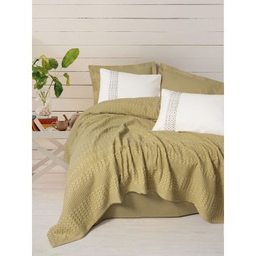 Set cuvertura pique dubla, L'essentiel Maison, Pebble, Galben mustar