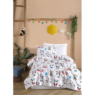 Set cuvertura pique Single, L'essentiel Maison, LovePandas, Bumbac, Alb