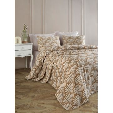 Set cuvertura pique Single, L'essentiel Maison, Yelpaze, Bumbac, Maro