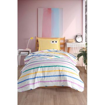 Set cuvertura Single 160x220 cm, 2 piese, L'essentiel Maison, Funny, Galben