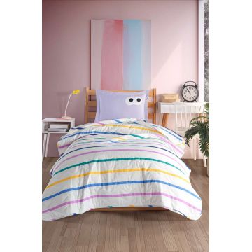 Set cuvertura Single 160x220 cm, 2 piese, L'essentiel Maison, Funny, Lila