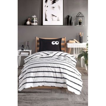 Set cuvertura Single 160x220 cm, 2 piese, L'essentiel Maison, Funny, Negru