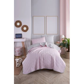 Set cuvertura Single 160x220 cm, 2 piese, L'essentiel Maison, Solid, Pulbere / Gri